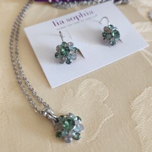 Lia Sophia Green and Silver Jewelry Set
